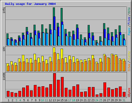 Daily usage for January 2004